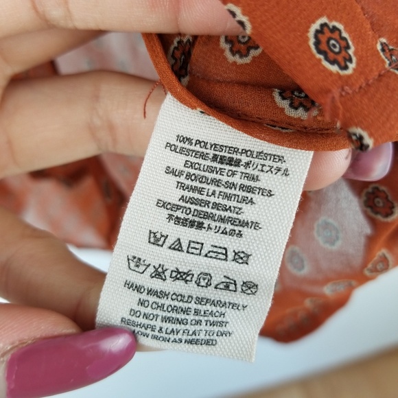 Free People Burnt Orange Paisley Button Down M - Picture 8 of 8
